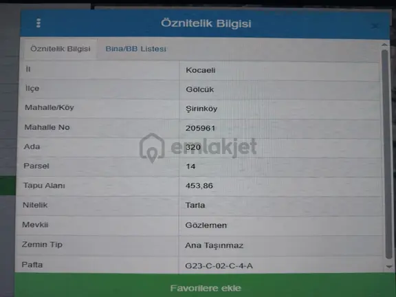 Kocaeli Gölcük Şirinköy Gözlementepede Satılık 454 M² Arsa 2
