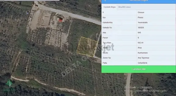 Delta Gayrimenkul'den Piraziz Yeni Mahalle'de Villalık Arsa! 2