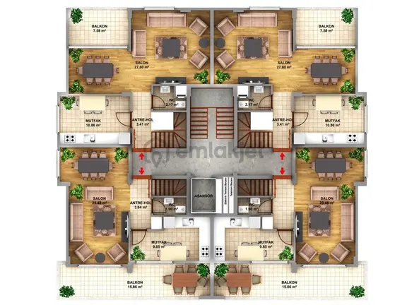 Tuğrul'dan Hasanağa Kızlıcıklıda 3+1 155 M2 Dblks Havuzlu Sitede 2