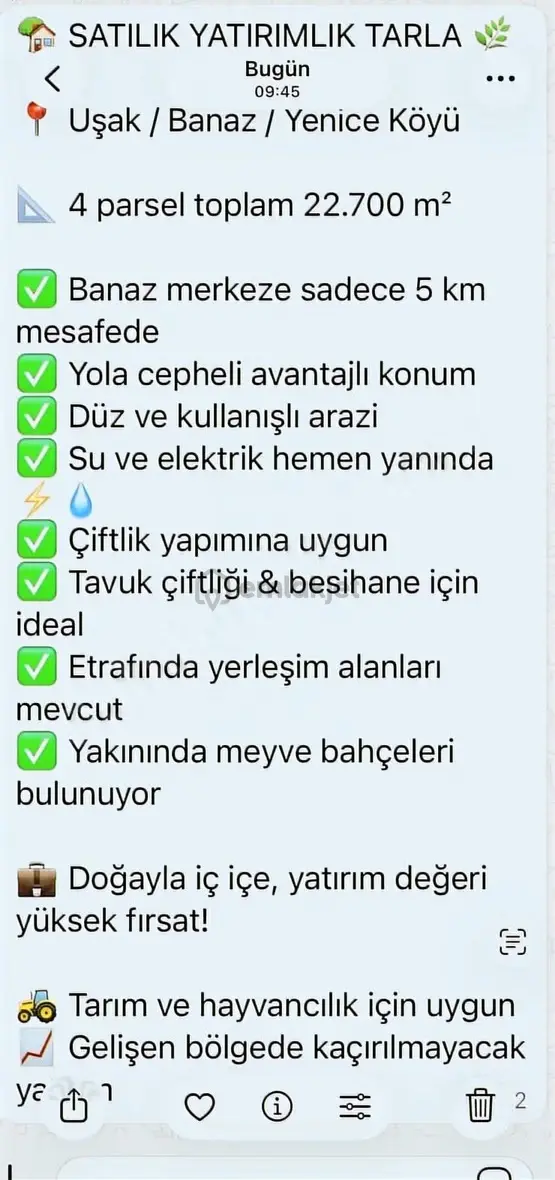 Banaz Yenice Anayolunda 22700m2 Düz Arkası Orman Arazi 2