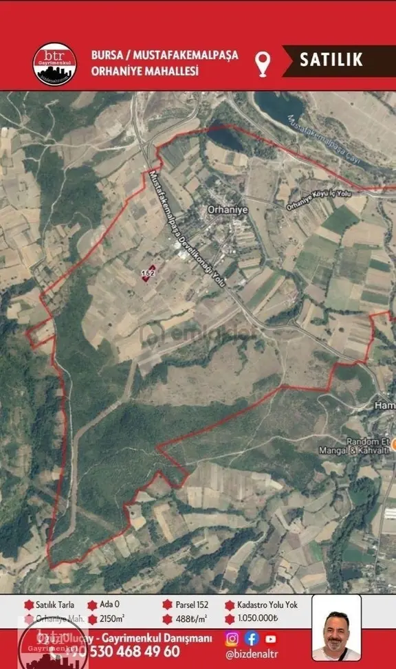 Mustafakemalpaşa Orhaniye’de 2.150 M² 152 Parsel Satılık Tarla 2