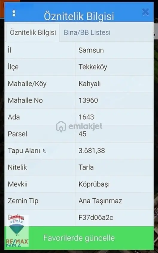 Remax Hakan Babakardeş'ten| Tekkeköy'de Satılık Müstakil Parsel 1