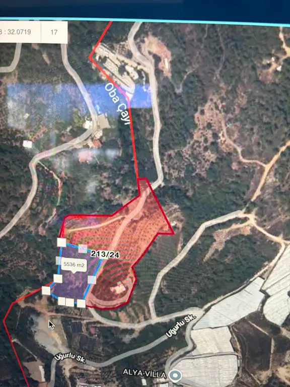 Alanya Kızılca Şehir'de Deniz Manzaralı Satılık Tarla 2