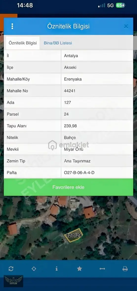 Akseki Erenyaka'da 240 M² Müstakil Tapulu Arsa 2