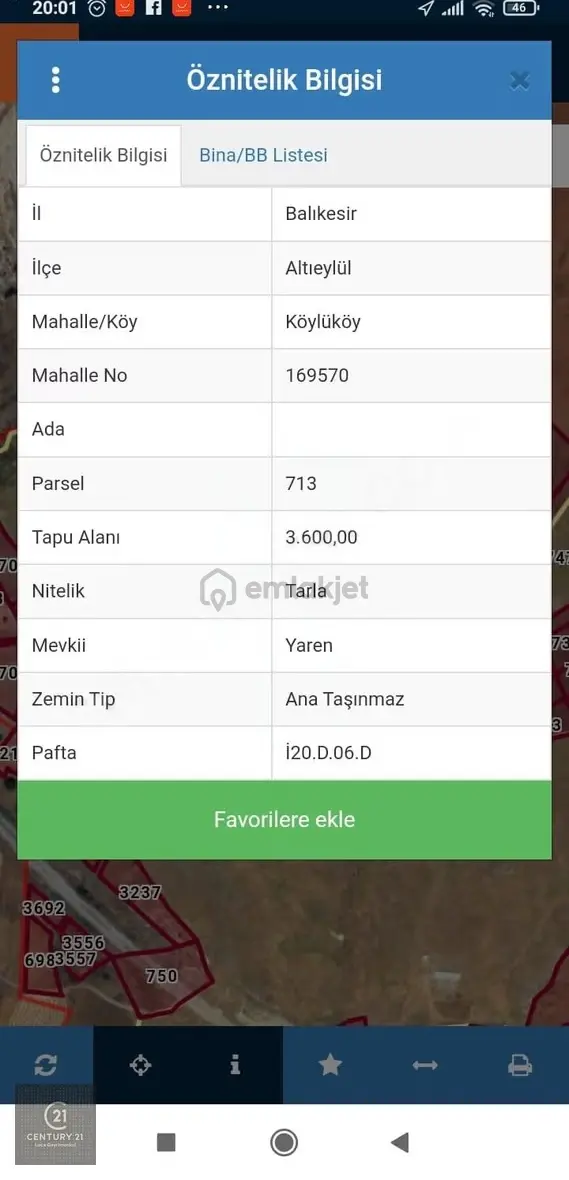C21 Loca' Dan Altıeylül Köylü Mahallesinde 3600m2 Satılık Tarla 2