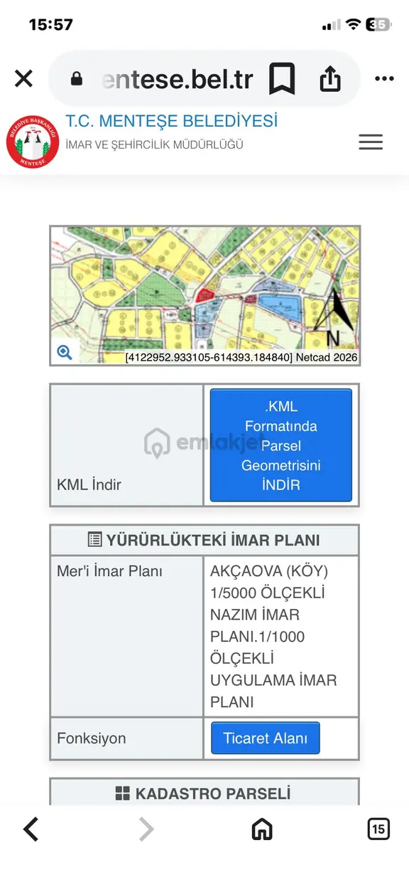 Muğla Mentese Akcaova Mahallesinde Satılık Ticari Arsa