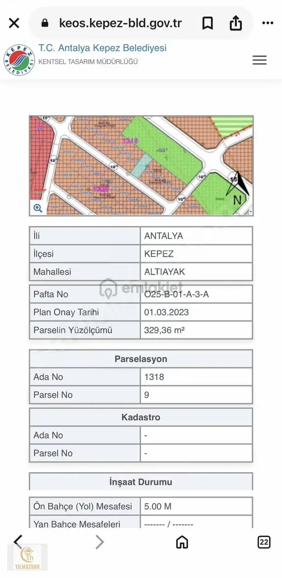 Altıayak Mahallesi 7 Kata İmarlı Bitişik Nizam 329 Mt 1