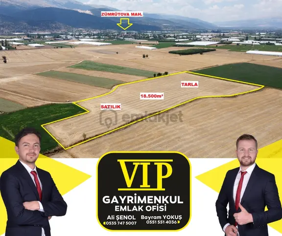Vip Gayrimenkul'den Zümrütova Mah. 18.500m² Tarla 1