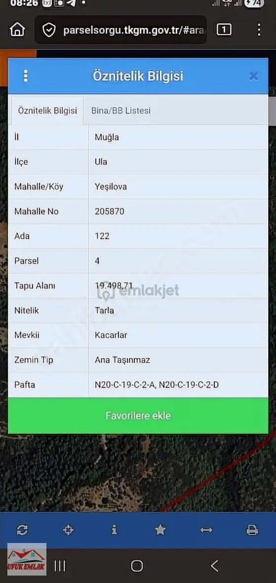 Ula Yeşilova Satılık Tarla 19 Dönüm 2