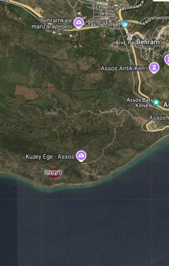 Çanakkale Ayvacık Behramkale'de Deniz Kenarı 3929m² Arazi 2