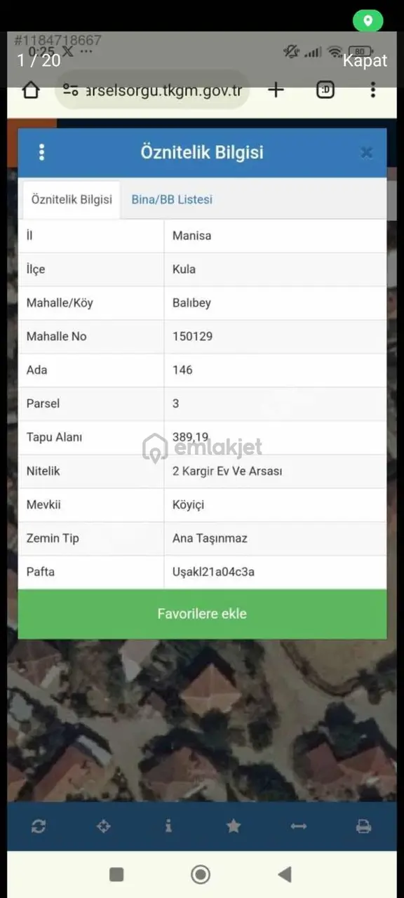 İnfo Kula Balıbey Satılık Kargir Ev Ve Arsası Köy İçi 389 M2 2