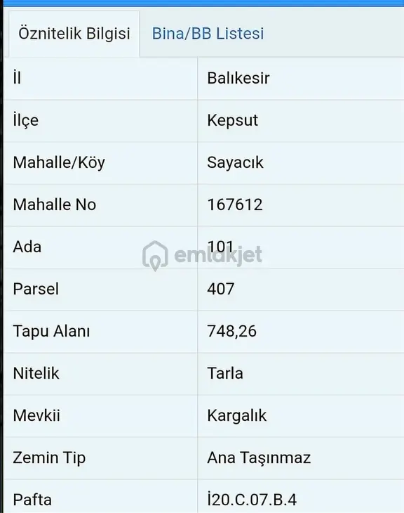 Kepsut Sayacıkta İmar Sınırında Yatırımlık Tarla Hobi Bahçesi 2