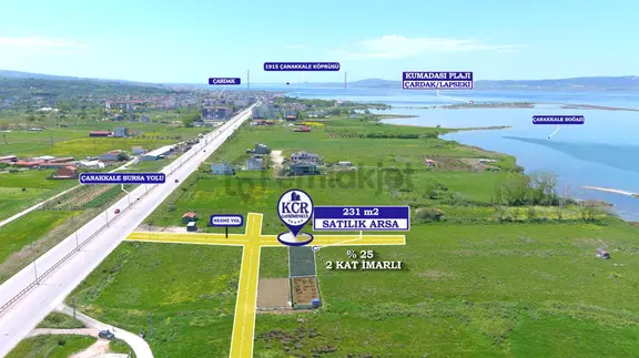 Çanakkale Çardak'ta İmarlı Boğaz Manzaralı Satılık Arsa 1