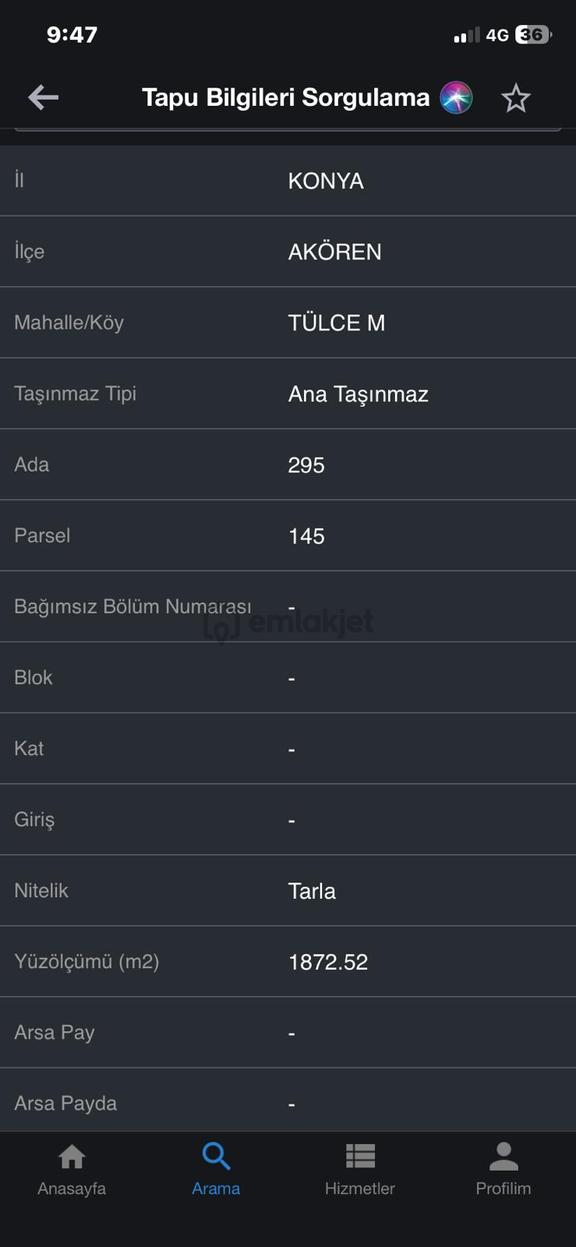 Konya Akören Tülce Mah.imara Uygun Satılık Tarla 2