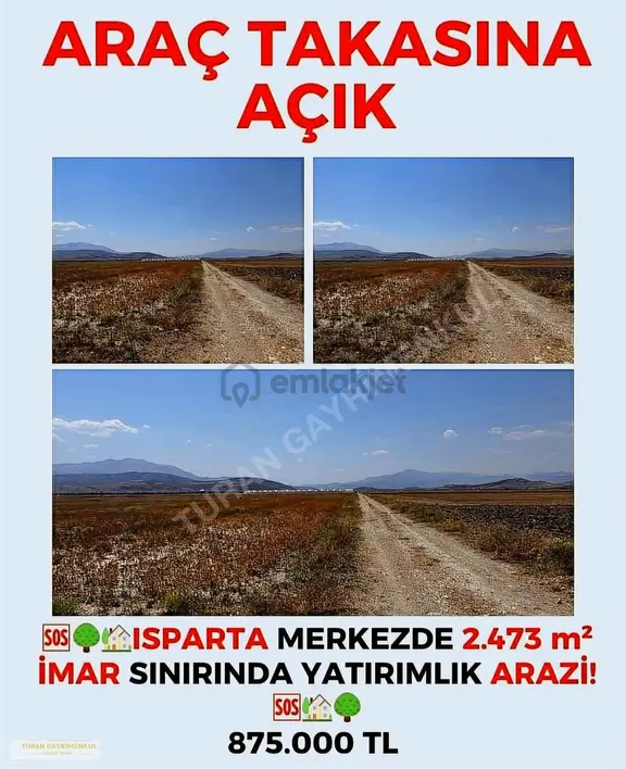 Isparta Kuleönünde 2.473 M² İmar Sınırında Yatırımlık Arazi! 2
