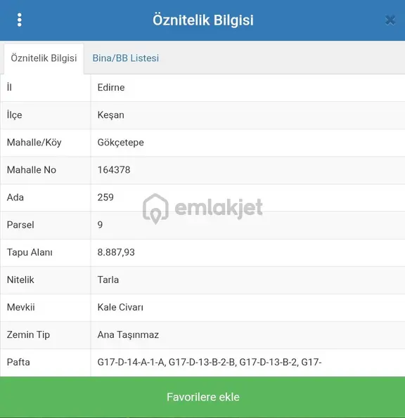 Edirne Keşan Gökçetepe’de 8.887,93 M² Satılık Arazi 1
