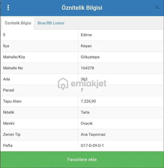 Edirne Keşan Gökçetepe’de 7.226,90 M² Satılık Arazi 1