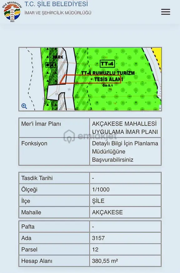 Akçakesede 380 M2 Dereye Cephe Tt4 Turizm Arsası 2