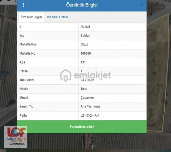 Lobby Fortis'ten Buldan Oğuz' Da 5.303 M2 Satılık Tarla 1
