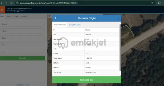 Nilüfer Çaylı'da Yola Cephe Satılık Tarla 1