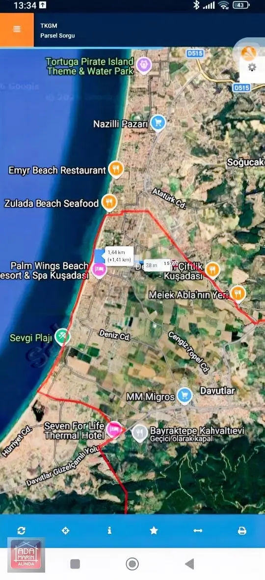 Davutlarda Sahile 1.5km Satılık 22 Dönüm Yatırımlık Arazi 1