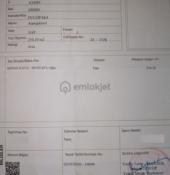Didim Fevzipaşa'da Villa İmarlı 210 M2 Arsa 1
