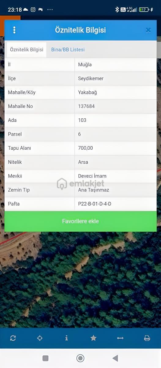 Muğla Seydikemer Yakabağda Villa İmarlı Satılık 700 M2 Arsa 2