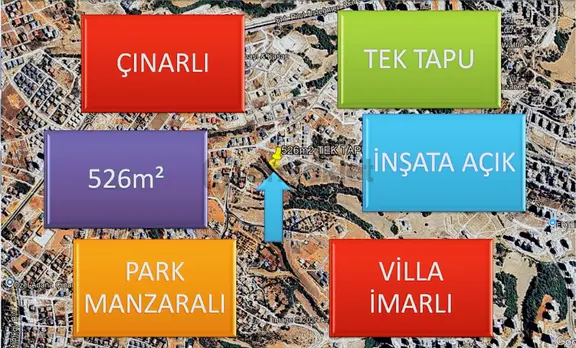 Sarıçam Çınarlı -inşaata Açık- Park Cepheli Satılık Villa Arsası 1