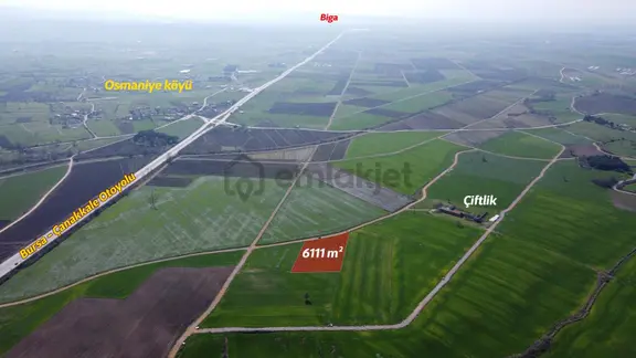 Biga Osmaniyede 6.111 M² Yola Cephe Satılık Arazi 2