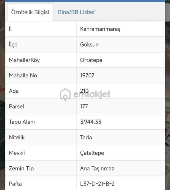 Tok Emlaktan Göksun Toki Yakınında Satılık Arazi 2