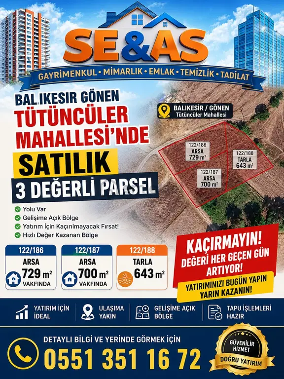 Se&as Exclusıve: Gönen Tütüncüler 2072 Metre² Yatırımlık Fırsat Arazi 1