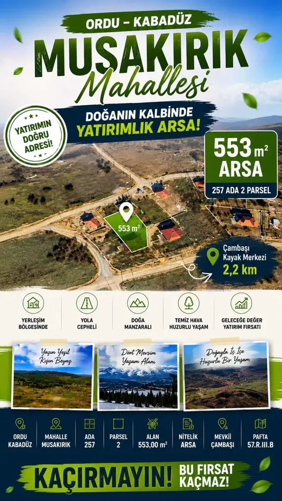 Çambaşı Yaylasında Manzaraya Hakim, Müstakil Parsel 553m² Arsa 1