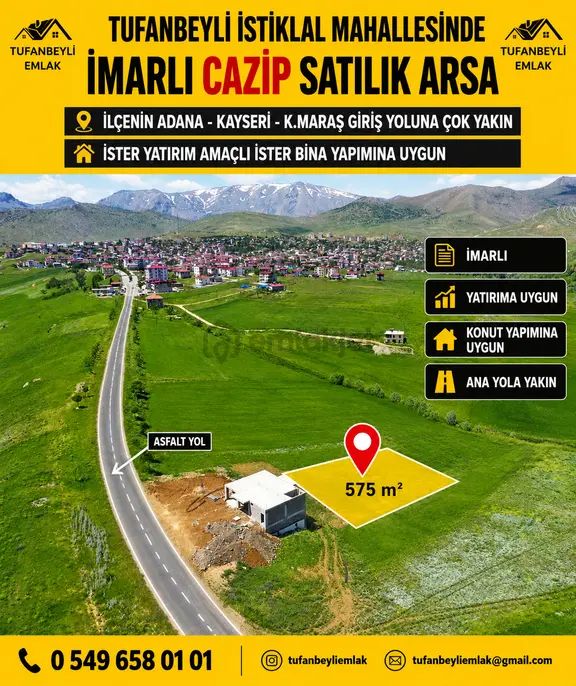 Tufanbeyli İstiklal Mahallesinde Cazip Satılık Arsa 1