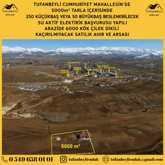 Tufanbeyli Cumhuriyet Mahallesinde 5000m² Alanda Hazır İşe Başlamalık Ahır 1
