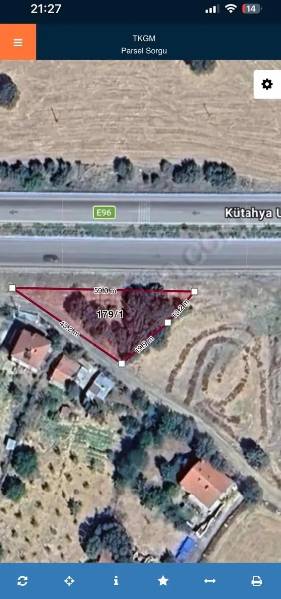 Ankara İzmir Asfaltına 59m Cepheli 732 M2 Tarla 1