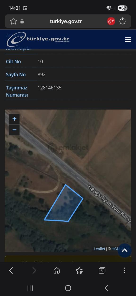 Sahibinden Yozgat Gökçekışla Köyü Yola Sıfır Yatırımlık Tarla 1