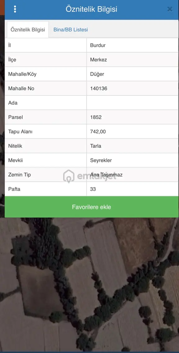 Burdur Merkez Düğer’de 742 M² Satılık Tarla 1