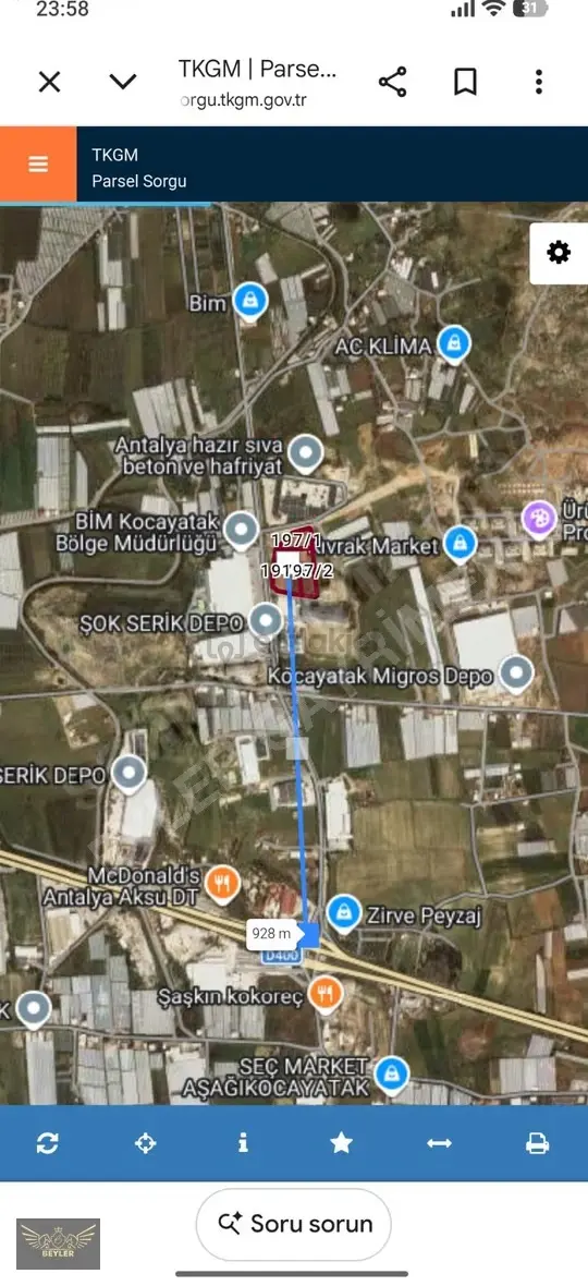 Serik Kocayatak'ta Kiralık 14.000 M2 Ticari Arsa 2
