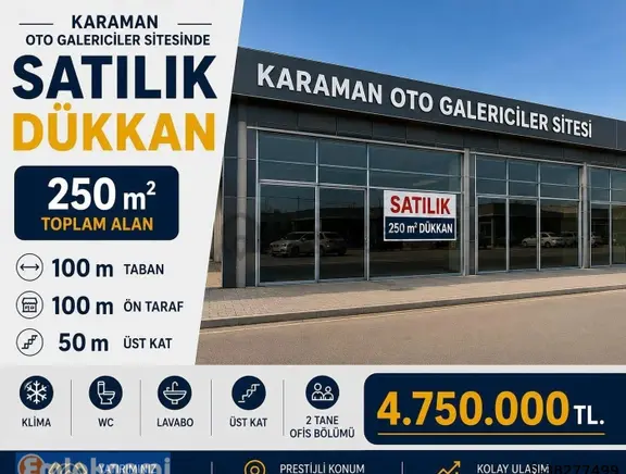 Emlaknomi'den Oto Galericiler Sitesinde 250m2 Satılık Dükkan