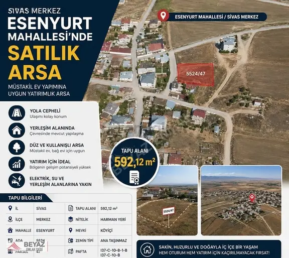 Beyaz Emlak'tan Esenyurt Mah. 592 M2 Satılık Harika Konum Arsa 1