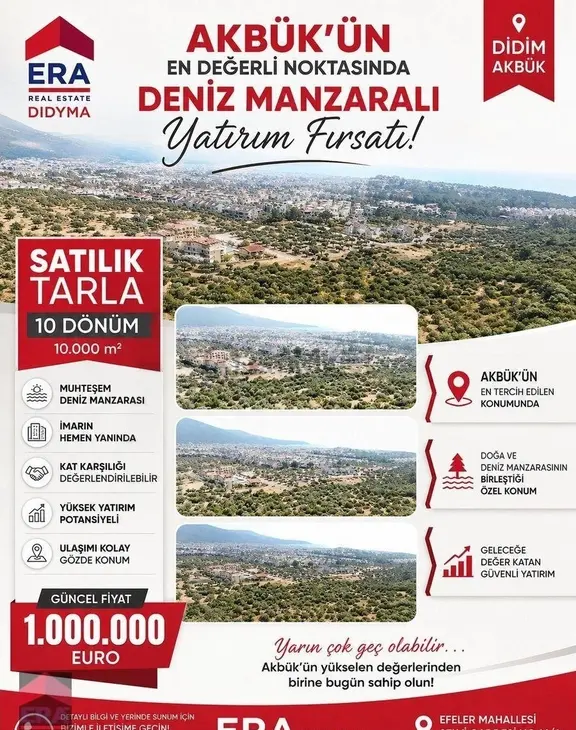 Didim Akbük Satılık 10 Dönüm Deniz Manzaralı Tarla 1