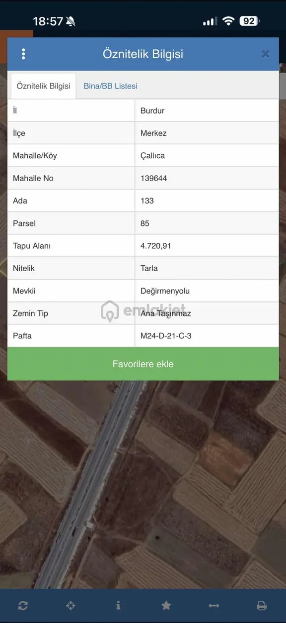 Burdur Çallıcada Tek Tapu 4.720 M² Satılık Tarla 1