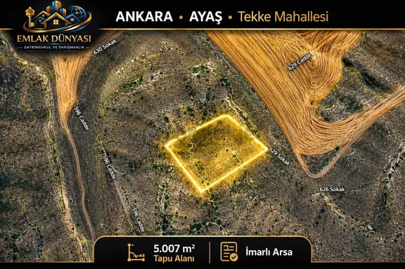 Ayaşta 5.007 M2 Tek Tapu Arsa Uygun Fiyatlı Kök Tapulu 1
