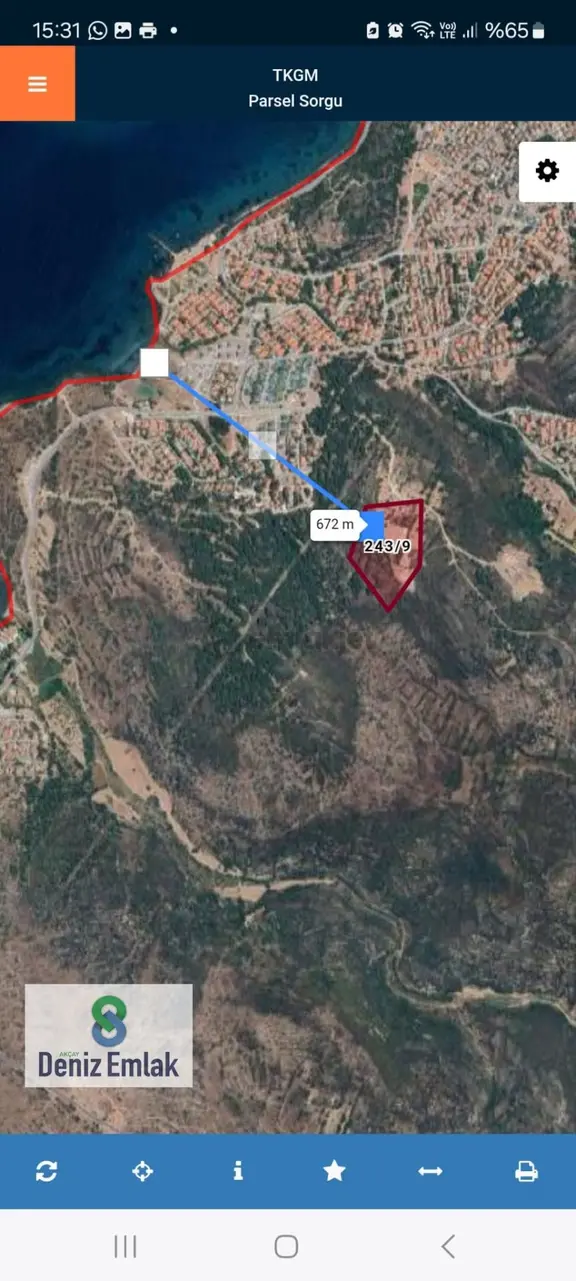 Denizden Çeşme Germiyanda Deniz Manzaralı Satılık 200 M2 Tarla. 2