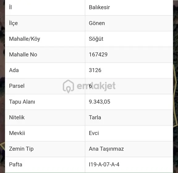 Zeynep Gayrimenkulden Balıkesirgönen Sögüt Köyünde Satılık Tarla 2