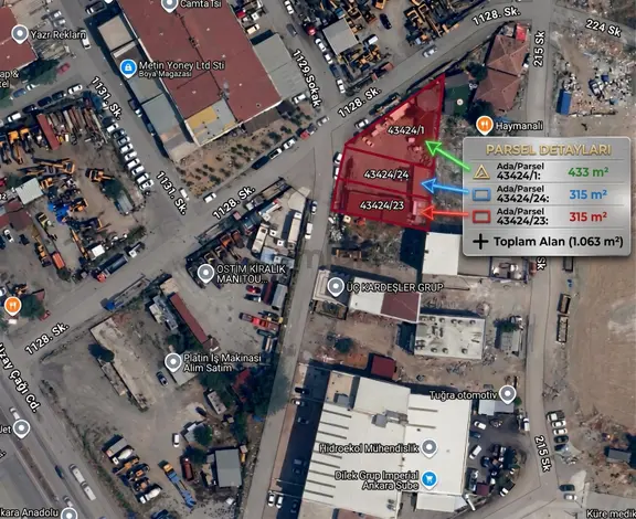 Macun-1 / Ostim Yanında Satılık 1.063 M² Yan Yana 3 Adet Arsa 2
