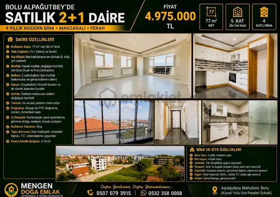Bolu Alpağutbey Mahallesi Üst Kat Bolu Manzaralı Satılık Daire 1