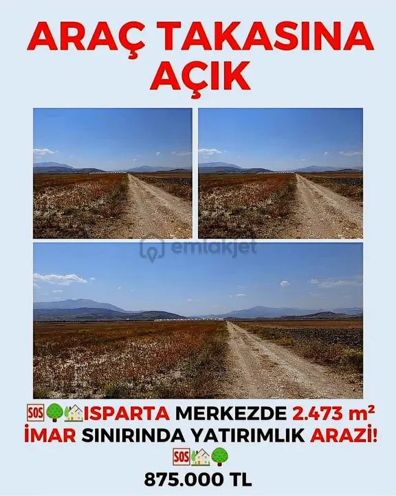Isparta Kuleönünde 2.473 M² İmar Sınırında Yatırımlık Arazi! 2