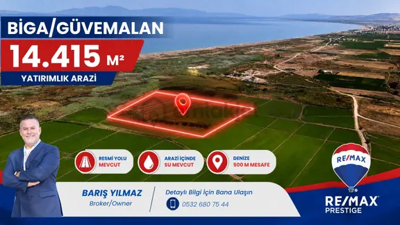 Biga Güvemalan'da Denize 500 Metre 14.415 M² Satılık Arazi 1