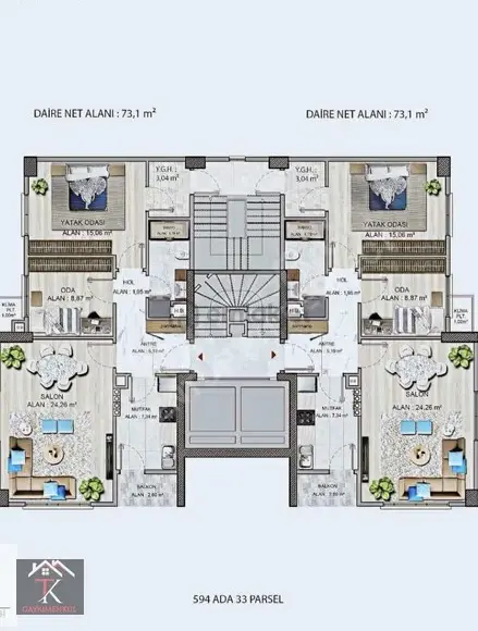 Fahrettin Kerim Gökay'da 2+1, 73m², Marmaray & Metrobüse Yakın